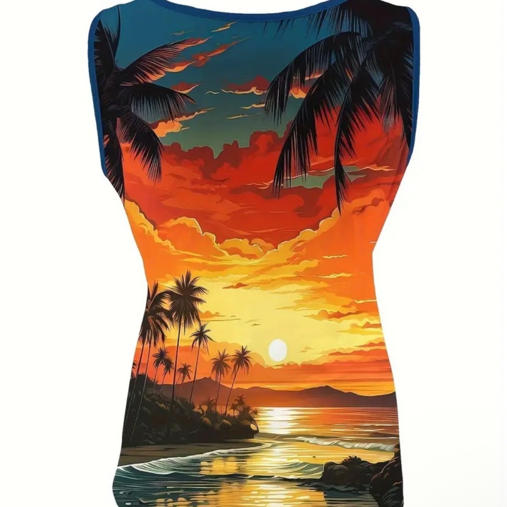 Tropical Sunset Print tank top - Picture 2 of 3